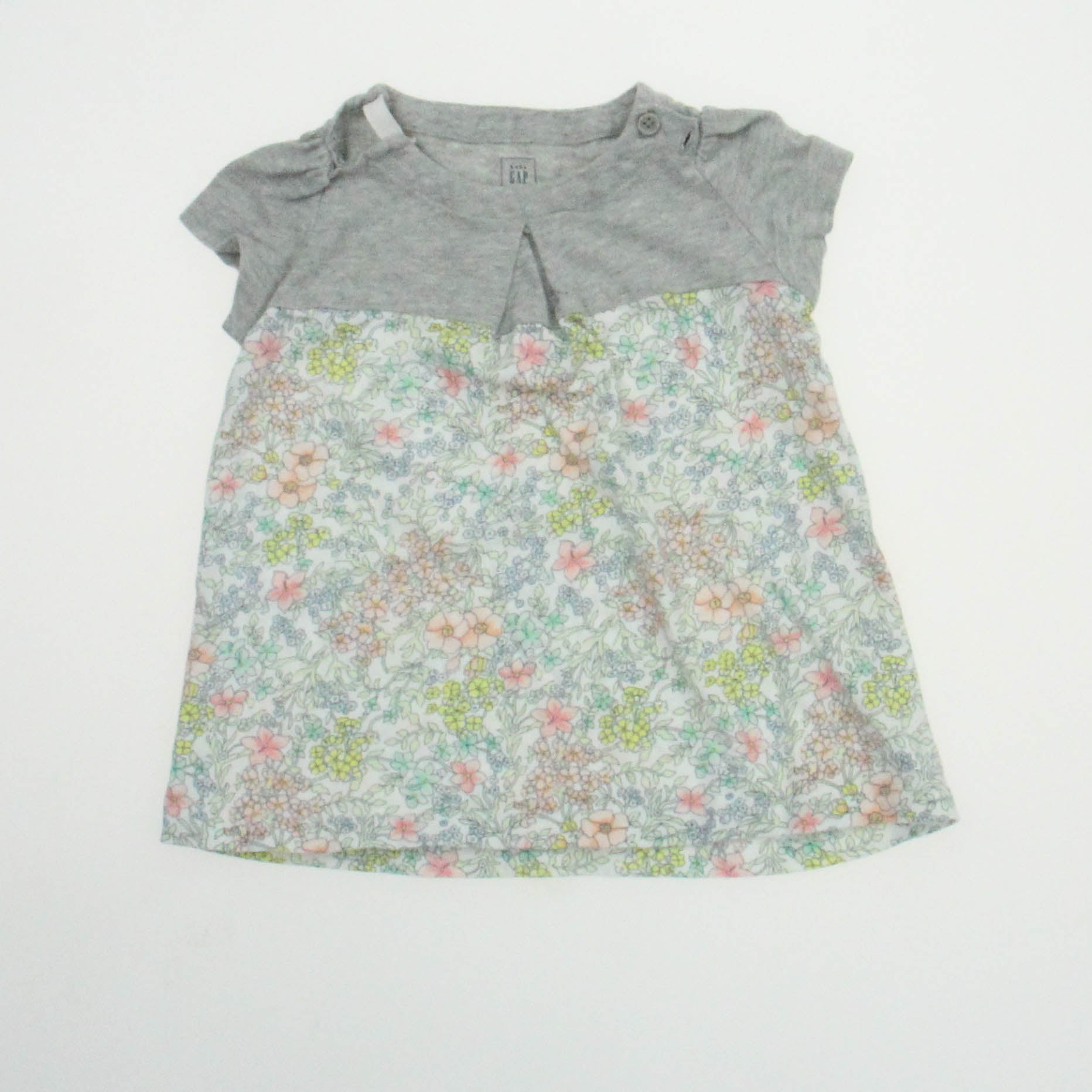 Gap Girls Gray Floral Dress Size: 6-12 Months Gray Floral