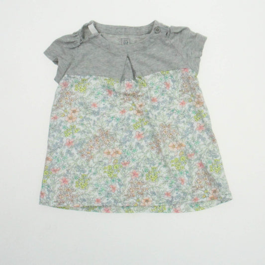 Gap Girls Gray Floral Dress Size: 6-12 Months Gray Floral