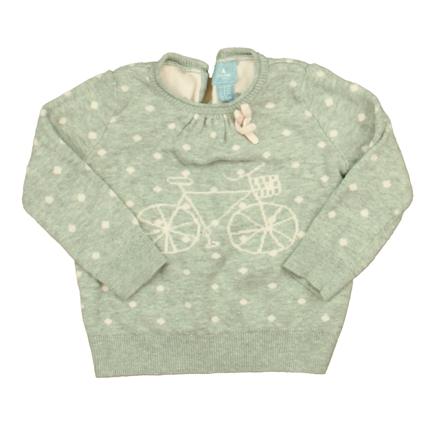 Gap Girls Gray | Pink Bicycle Sweater Size: 6-12 Months Gray | Pink Bicycle