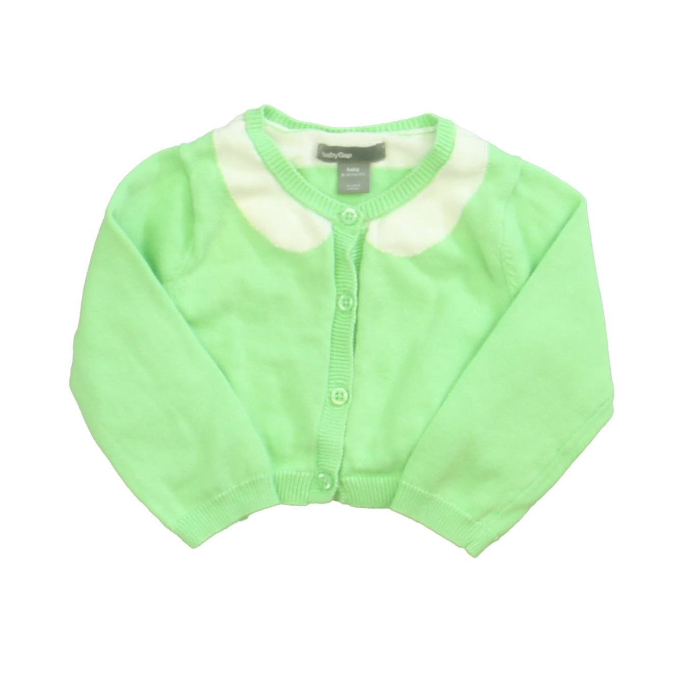 Gap Girls Green | White Cardigan Size: 6-12 Months Green | White