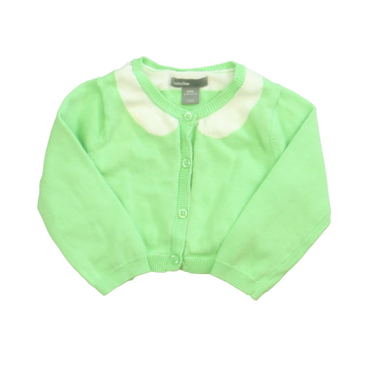 Gap Girls Green | White Cardigan Size: 6-12 Months Green | White