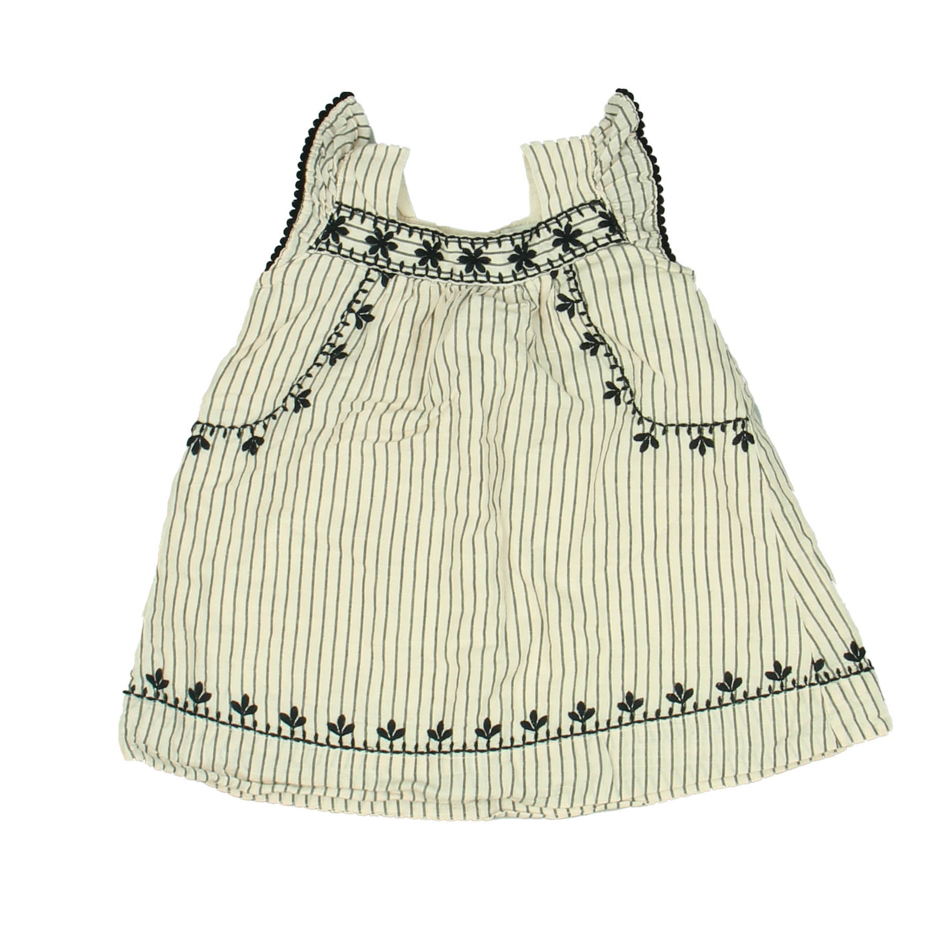 Gap Girls Ivory | Black Dress Size: 6-12 Months Ivory | Black
