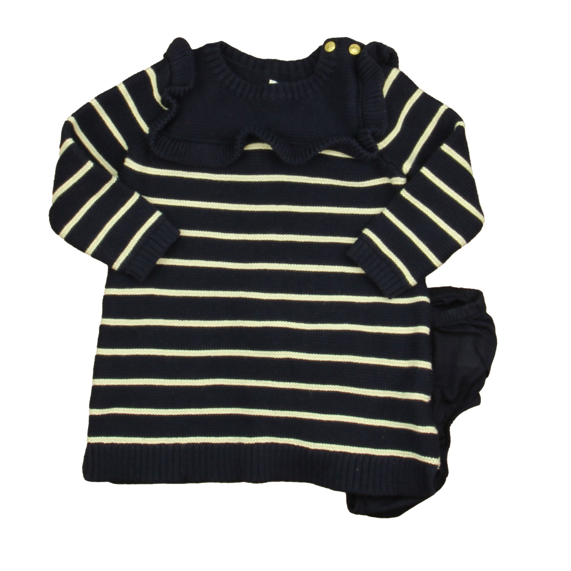 Gap Girls Navy | White Sweater Dress Size: 6-12 Months Navy | White