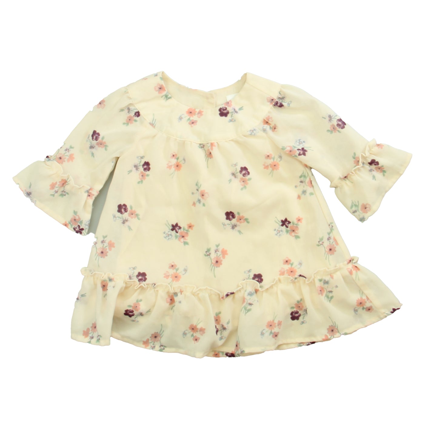 Gap Girls Pink Floral Dress Size: 6-12 Months Pink Floral