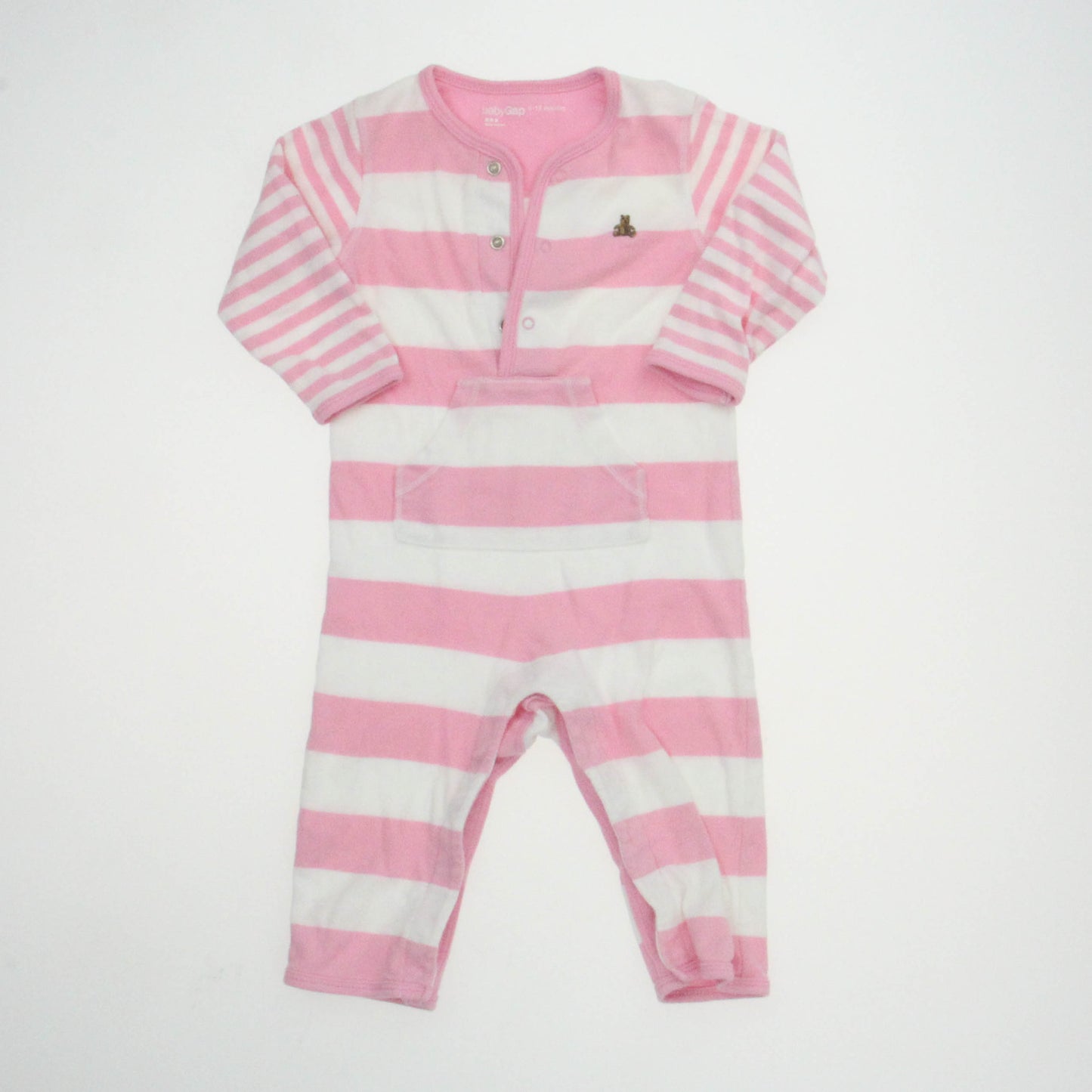 Gap Girls Pink | White | Stripe 1-piece Non-footed Pajamas Size: 6-12 Months
