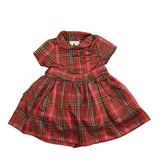 Gap Girls Red Plaid Special Occasion Dress Size: 6-12 Months Red Plaid