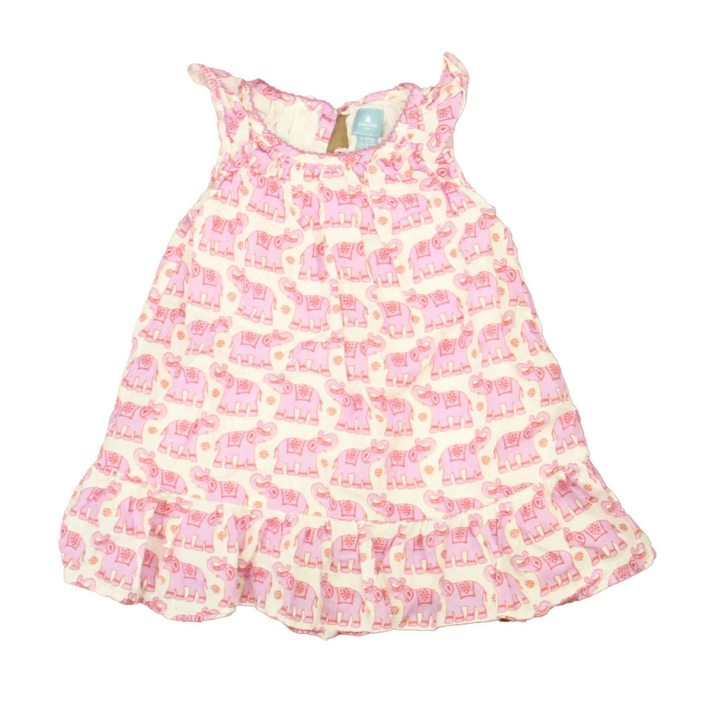 Gap Girls White | Purple Elephants Dress Size: 6-12 Months White | Purple Elephants