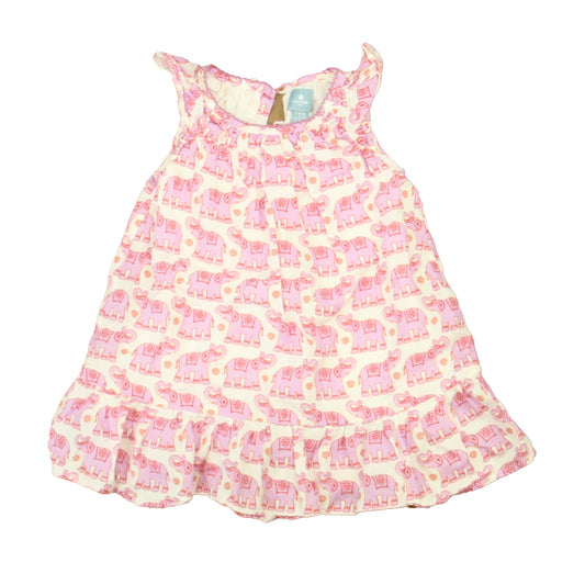 Gap Girls White | Purple Elephants Dress Size: 6-12 Months White | Purple Elephants
