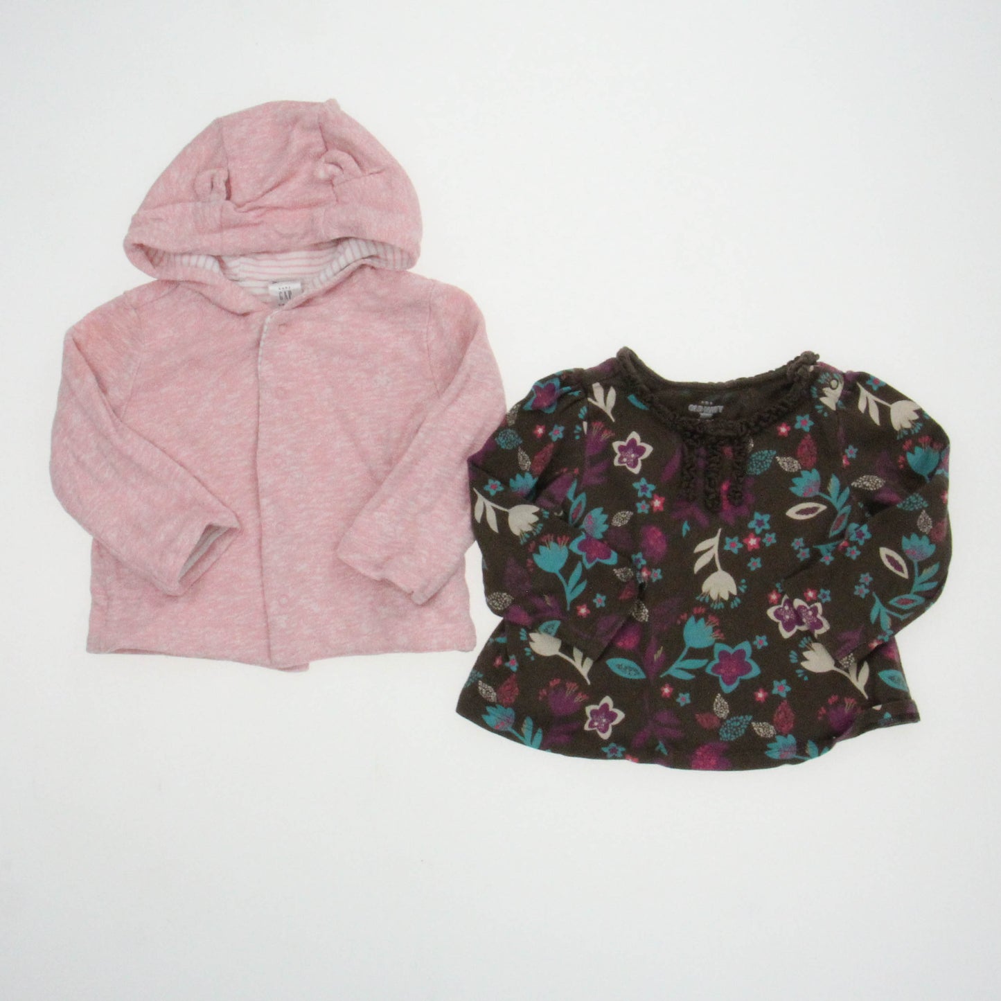 Gap | Old Navy Girls Pink | Brown | Floral Long Sleeve Shirt Size: 6-12 Months Pink | Brown | Floral