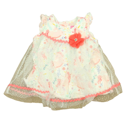 Good Lad Girls White | Pink Unicorns Dress Size: 12 Months White | Pink Unicorns