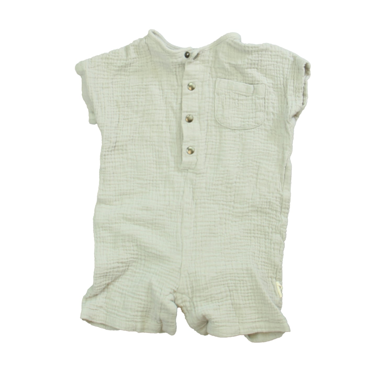 Greige Unisex Gray Romper Size: 0-3 Months Gray