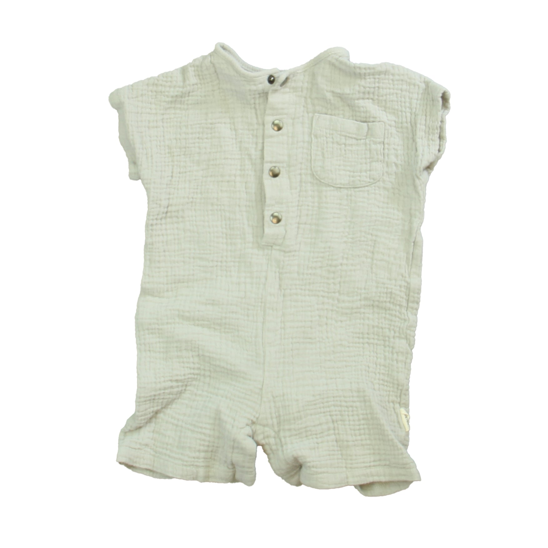 Greige Unisex Gray Romper Size: 0-3 Months Gray