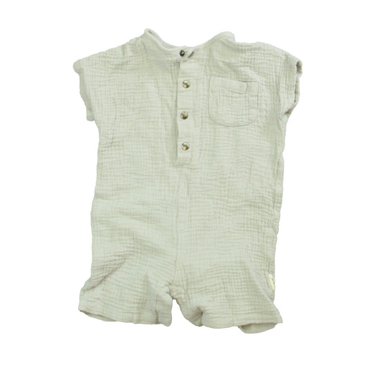 Greige Unisex Gray Romper Size: 0-3 Months Gray