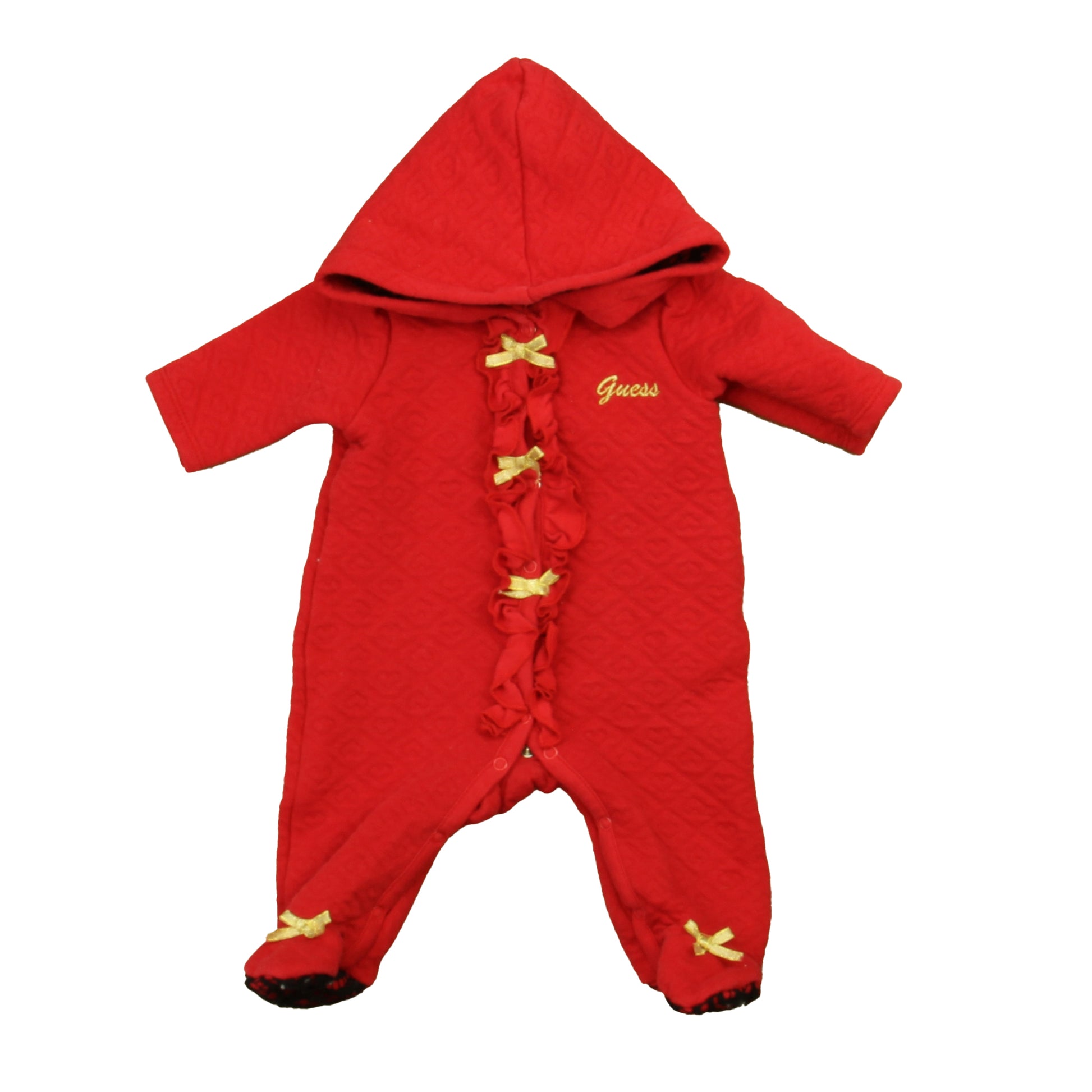 Guess Girls Red | Gold Long Sleeve Outfit Size: 0-3 Months Red | Gold