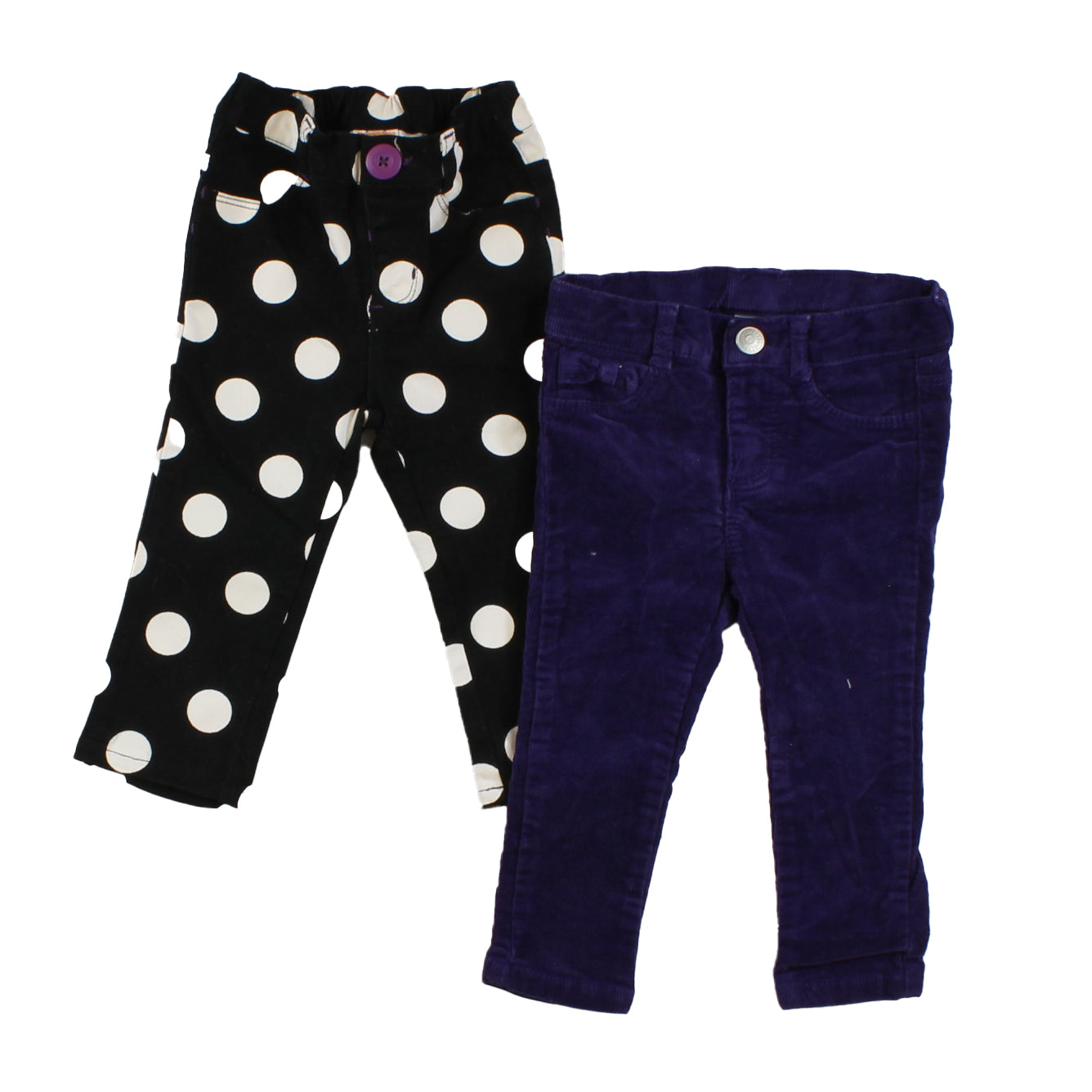 Gymboree Girls Purple | Black | Polka Dots Pants Size: 12-18 Months Purple | Black | Polka Dots
