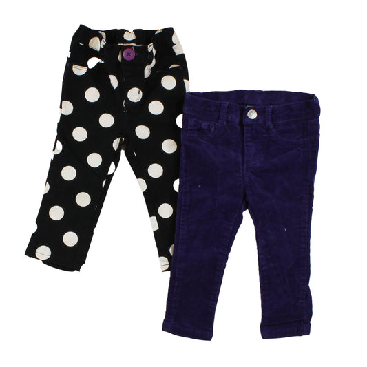Gymboree Girls Purple | Black | Polka Dots Pants Size: 12-18 Months Purple | Black | Polka Dots