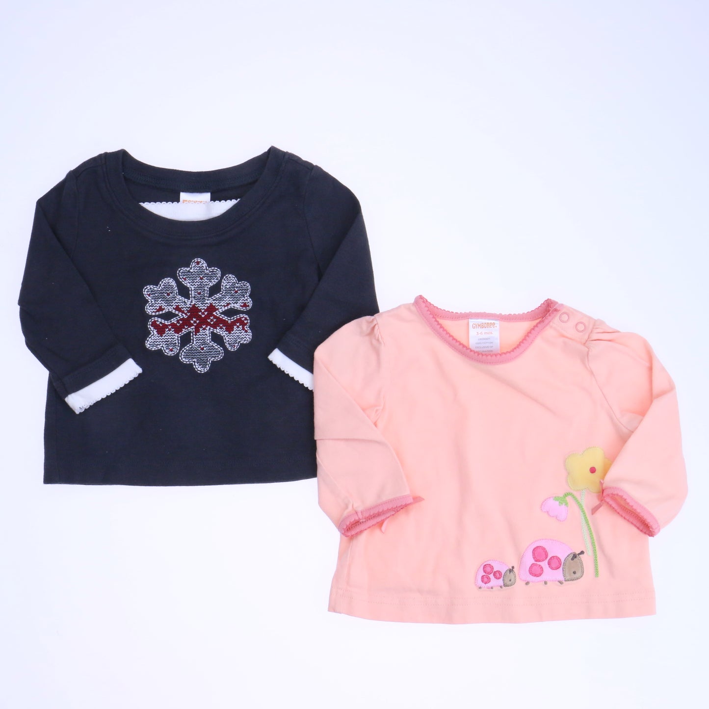 Gymboree Girls Pink | Gray Long Sleeve T-Shirt Size: 3-6 Months Pink | Gray