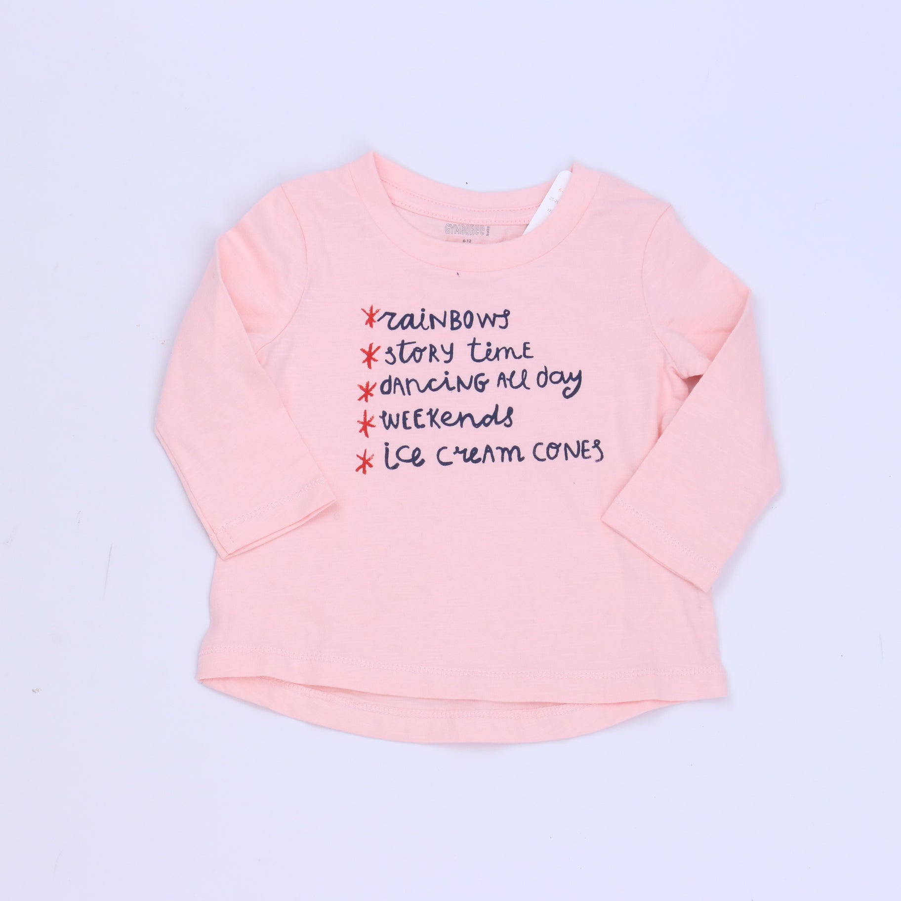 Gymboree Girls Pink Long Sleeve T-Shirt Size: 3-6 Months Pink