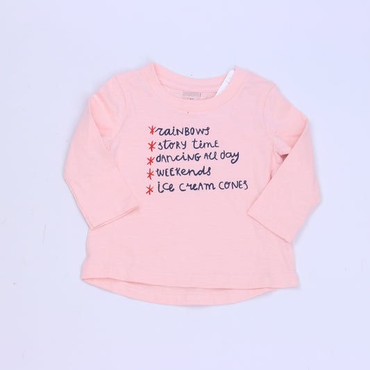 Gymboree Girls Pink Long Sleeve T-Shirt Size: 3-6 Months Pink