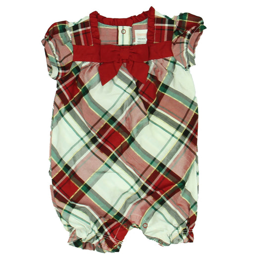 Gymboree Girls Red Plaid Romper Size: 3-6 Months Red Plaid