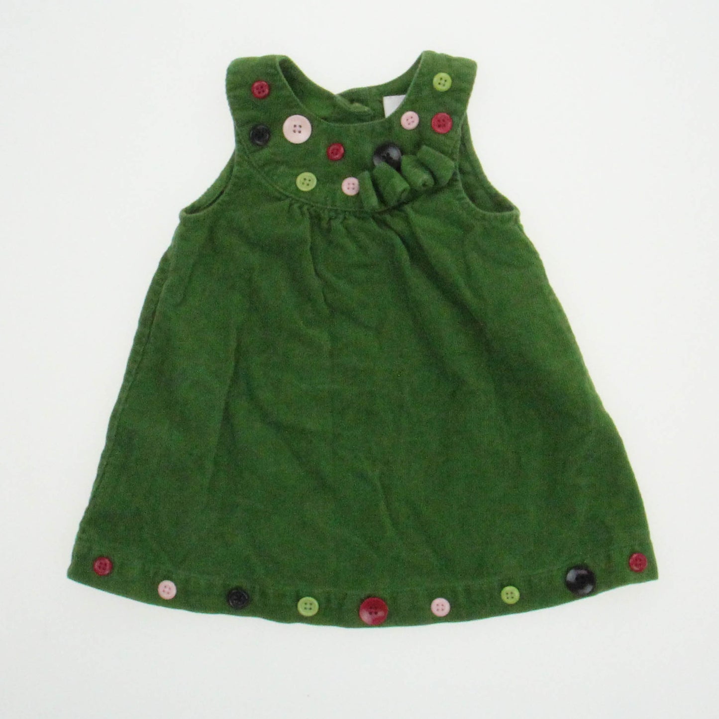 Gymboree Girls Green with Buttons Dress Size: 6-12 Months Green with Buttons