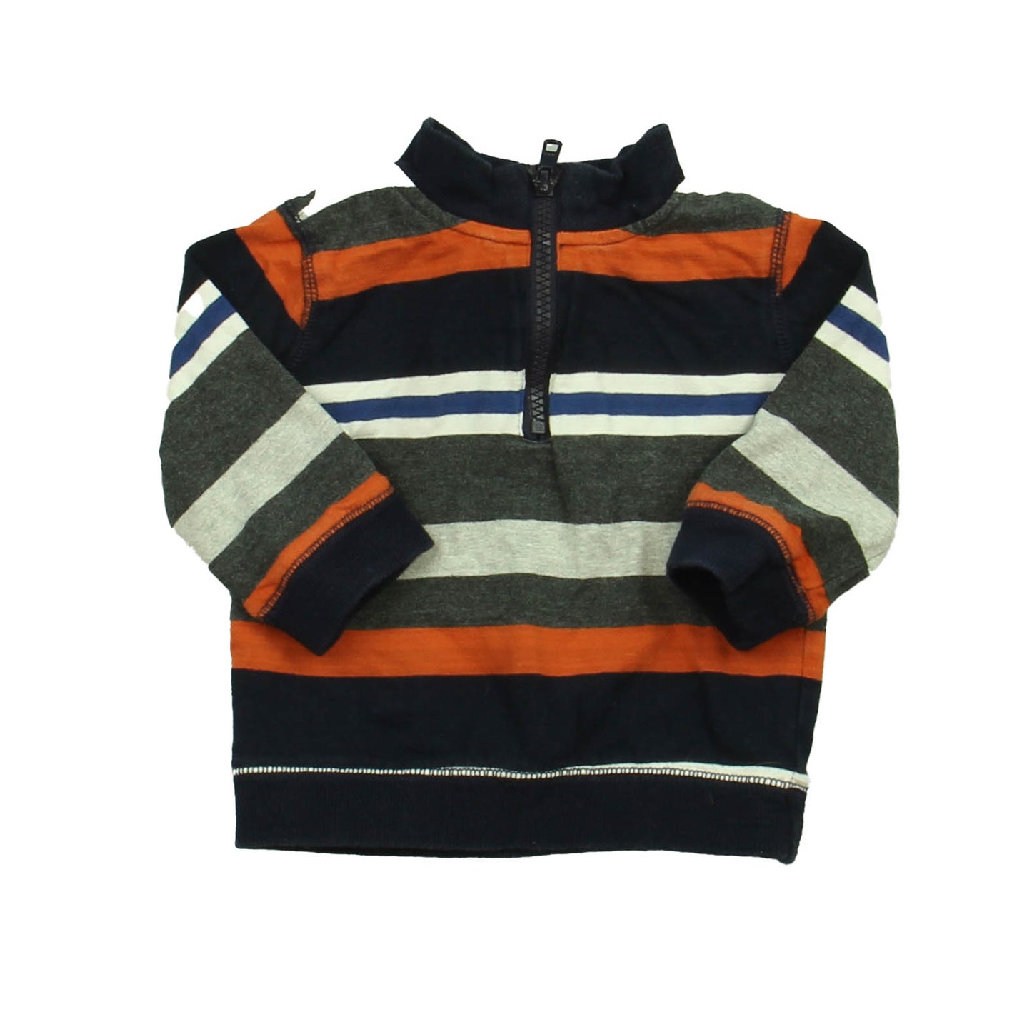 Gymboree Boys Blue | Orange | Grey | Stripes Sweatshirt Size: 6-12 Months Blue | Orange | Grey | Stripes