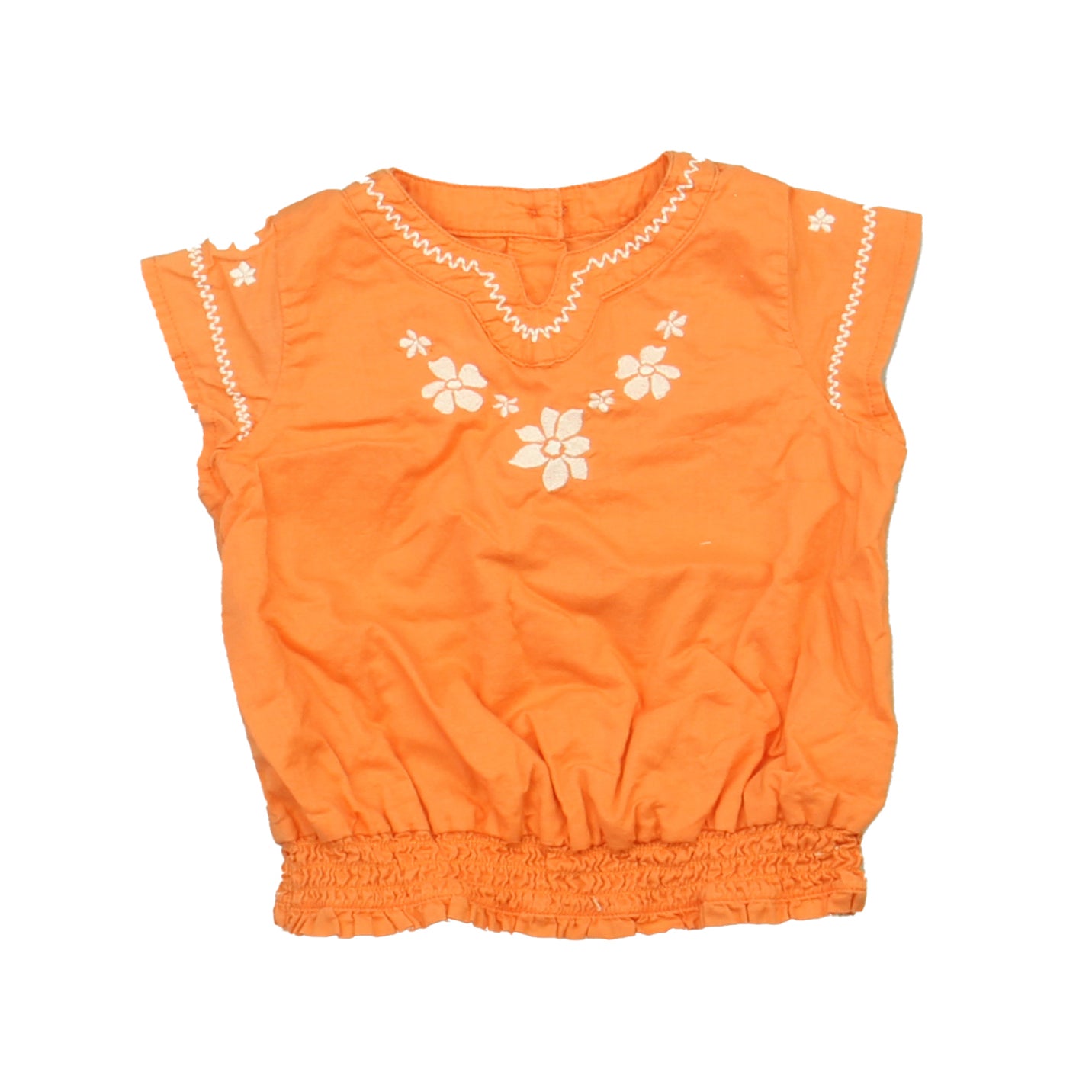 Gymboree Girls Orange | White Blouse Size: 6-12 Months Orange | White