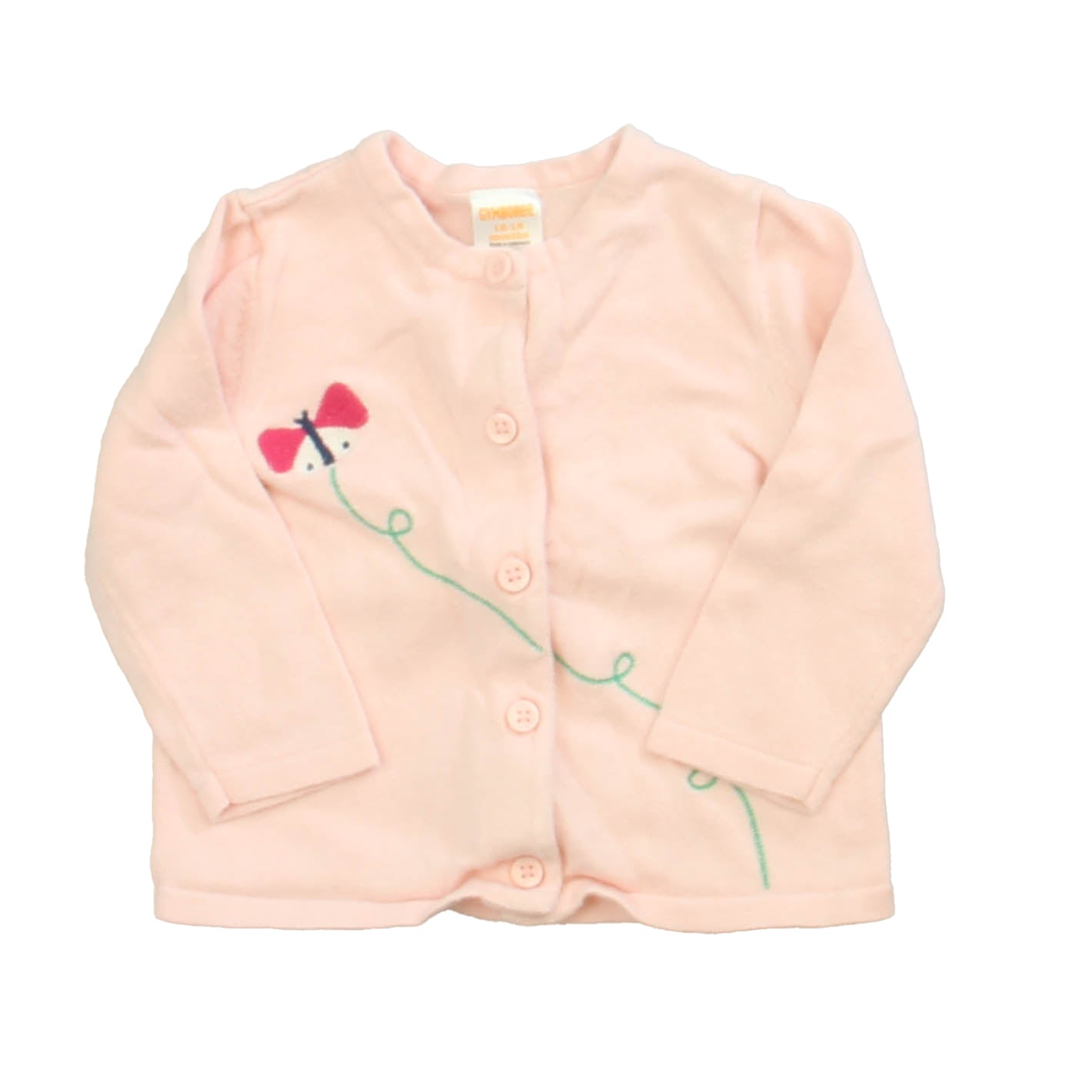 Gymboree Girls Pink Butterfly Cardigan Size: 6-12 Months Pink Butterfly