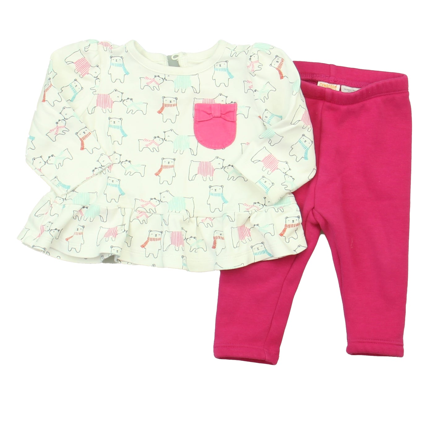 Gymboree Girls White | Pink Apparel Sets Size: 6-12 Months