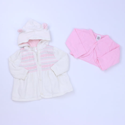 Gymboree | Carter's Girls White | Pink Cardigan Size: 3-6 Months