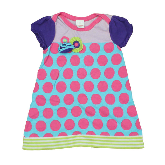 Hanna Anderson Girls Pink | Blue | Green | White | Polka Dots Sweater Dress Size: 3T Pink | Blue | Green | White | Polka Dots