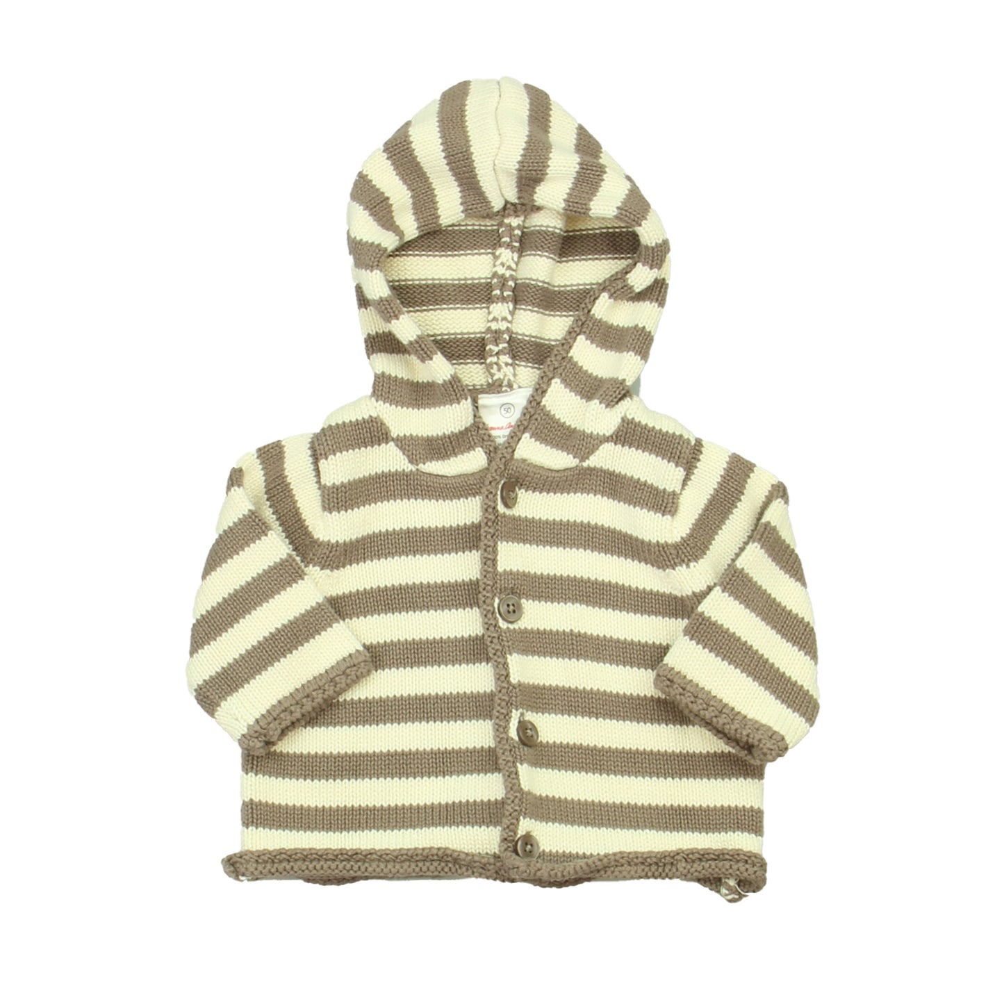 Hanna Andersson Unisex Ivory | Brown Cardigan Size: 0-3 Months Ivory | Brown