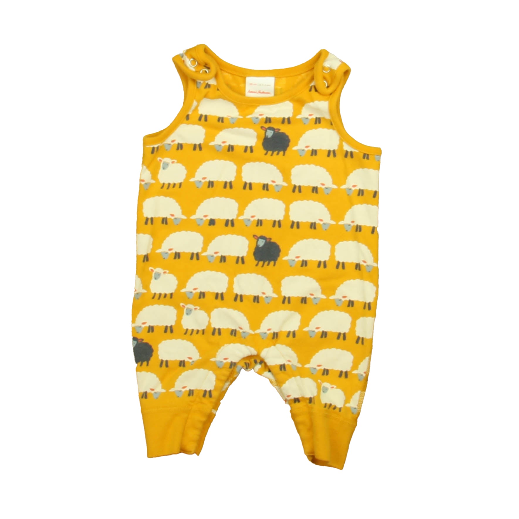 Hanna Andersson Unisex Mustard | White Sheep Romper Size: 0-3 Months Mustard | White Sheep