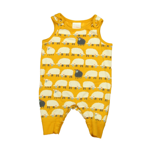 Hanna Andersson Unisex Mustard | White Sheep Romper Size: 0-3 Months Mustard | White Sheep