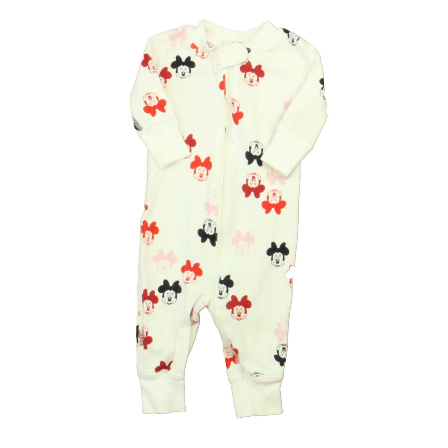 Hanna Andersson Girls White | Black | Red Minnie 1-piece Non-footed Pajamas Size: 0-3 Months White | Black | Red Minnie