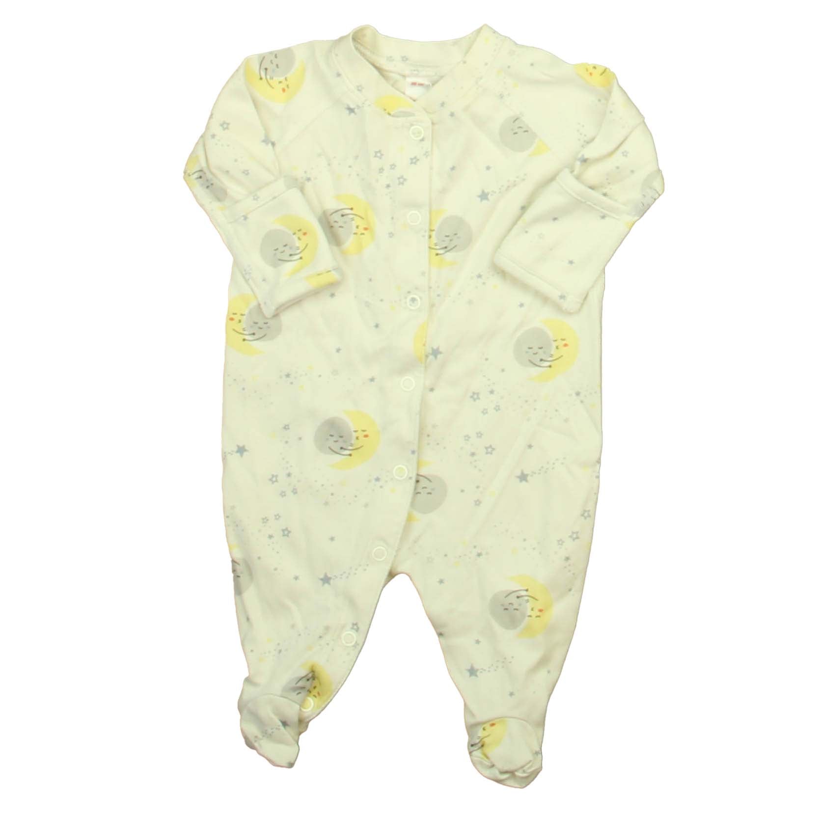 Hanna Andersson Unisex White | Gray | Yellow 1-piece footed Pajamas Size: 0-3 Months White | Gray | Yellow
