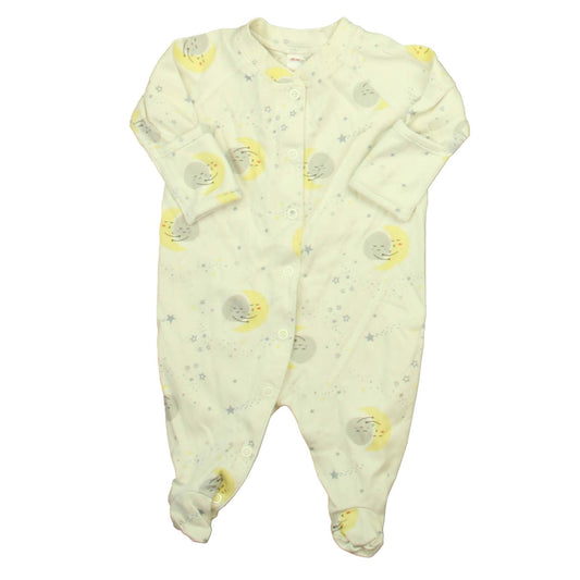 Hanna Andersson Unisex White | Gray | Yellow 1-piece footed Pajamas Size: 0-3 Months White | Gray | Yellow