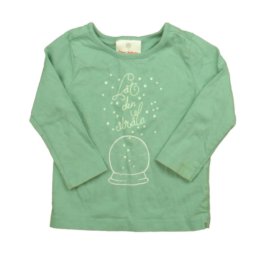 Pre-owned - Good: Hanna Andersson Girls Aqua Long Sleeve T-Shirt size: 12-18 Months