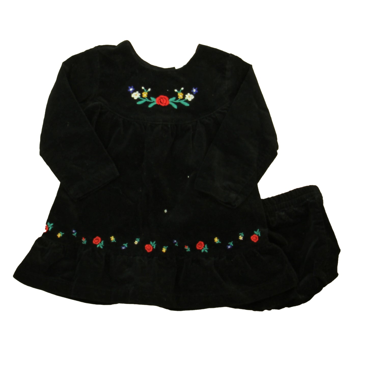 Hanna Andersson Girls Black Floral Dress Size: 12-18 Months