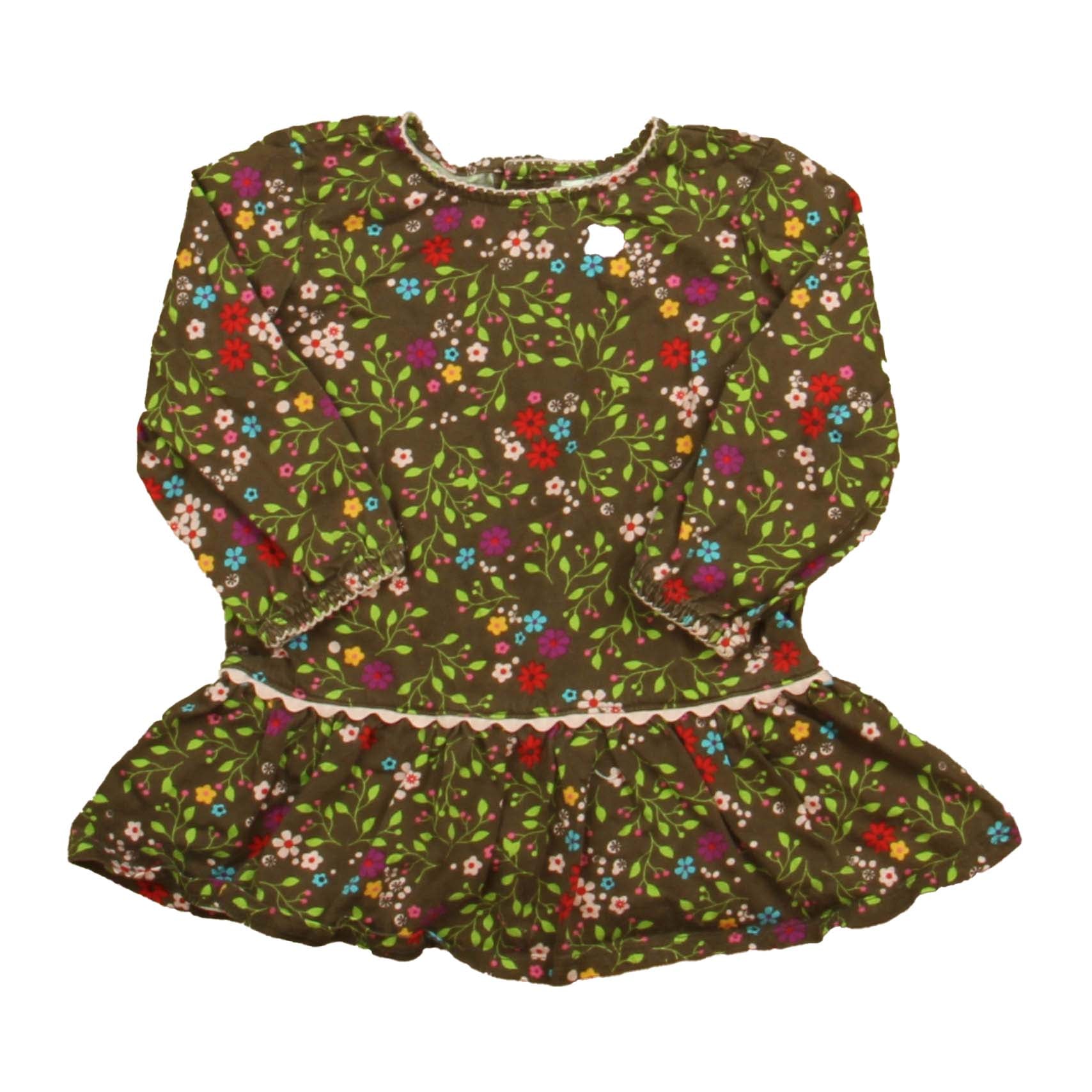 Hanna Andersson Girls Brown Floral Dress Size: 12-18 Months Brown Floral