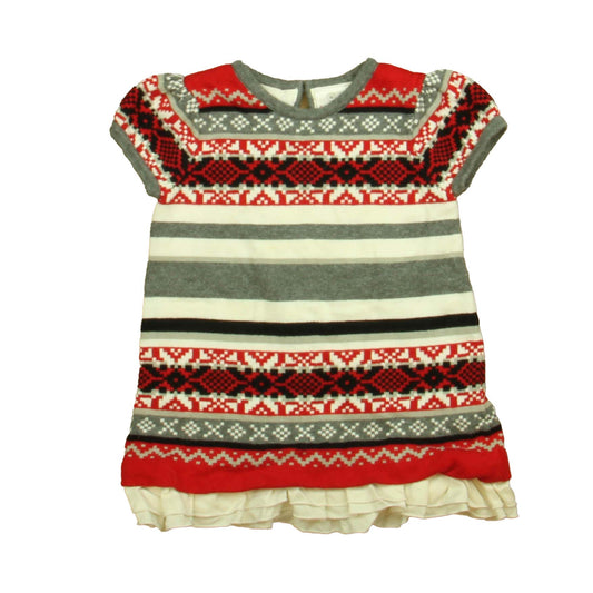 Hanna Andersson Girls Gray | White | Red Sweater Dress Size: 12-18 Months Gray | White | Red