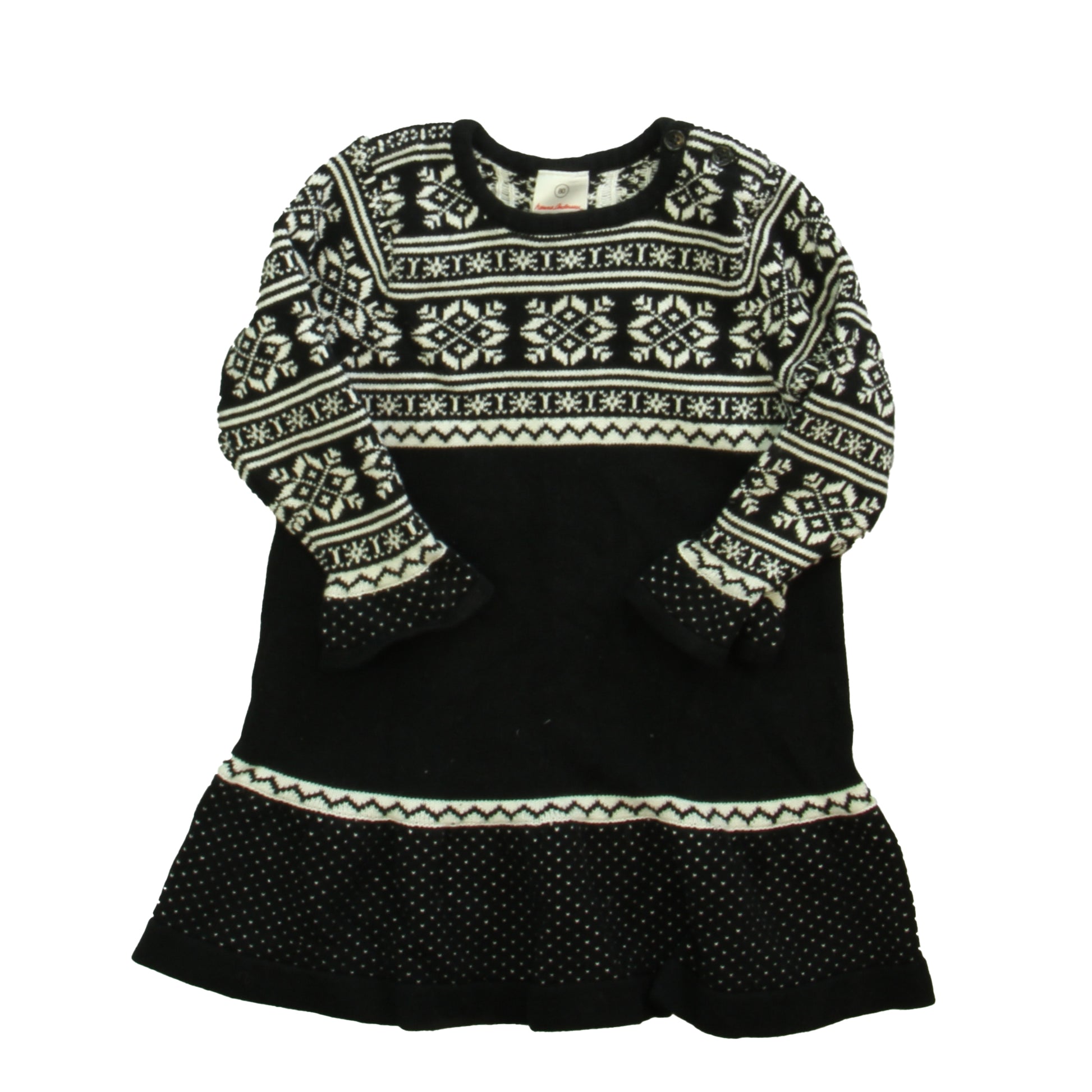 Hanna Andersson Girls Black | White Dress Size: 18-24 Months Black | White