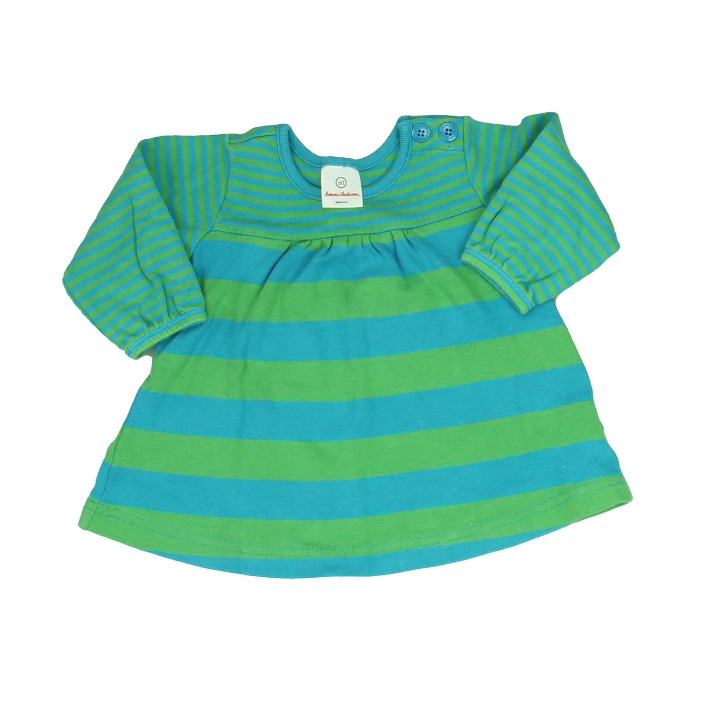 Hanna Andersson Girls Green | Blue | Stripes Dress Size: 3-6 Months (60) Green | Blue | Stripes