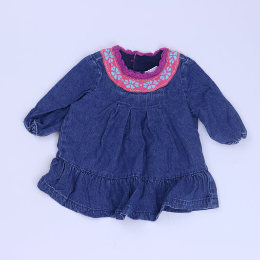 Hanna Andersson Girls Blue Dress Size: 3-6 Months Blue