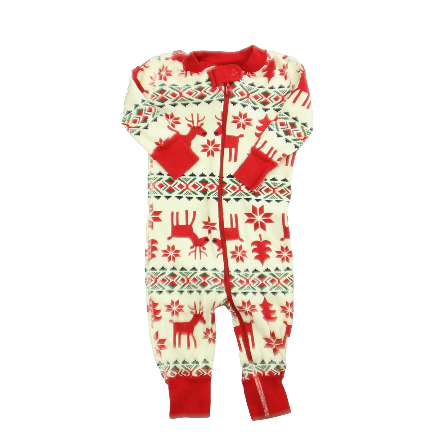 Hanna Andersson Unisex Ivory | Red 1-piece Non-footed Pajamas Size: 3-6 Months Ivory | Red