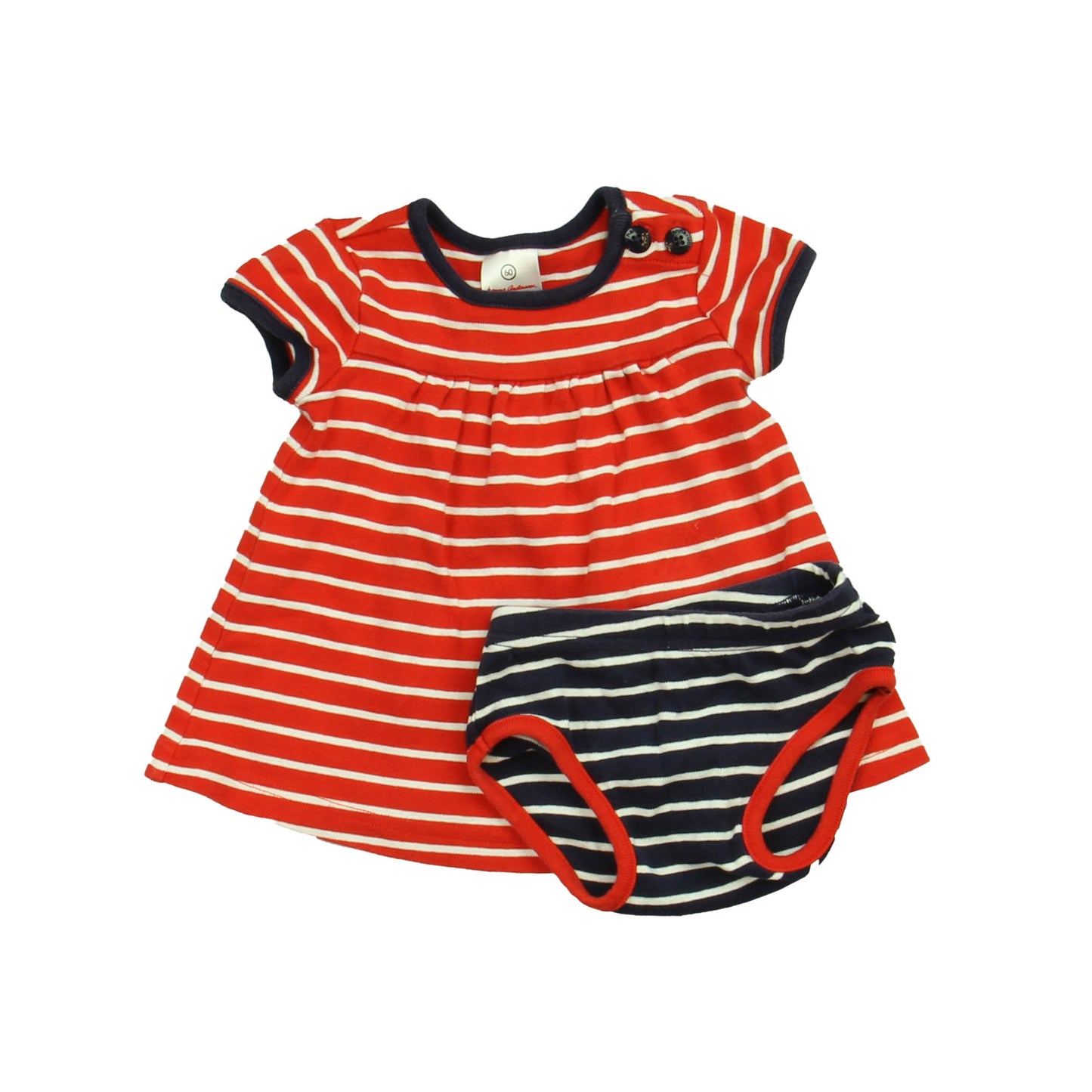 Hanna Andersson Girls Red | Navy Dress Size: 3-6 Months Red | Navy