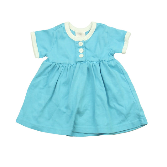 Hanna Andersson Girls Turquoise | White Dress Size: 3-6 Months Turquoise | White