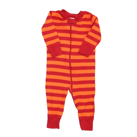 Hanna Andersson Unisex Red | Orange Stripe 1-piece footed Pajamas Size: 6-12 Months Red | Orange Stripe