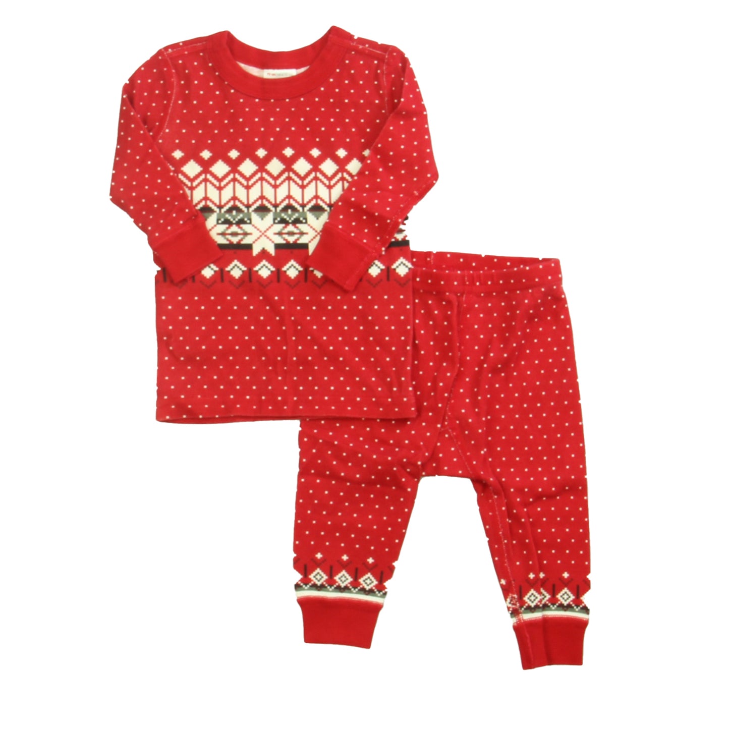 Hanna Andersson Unisex Red | White | Brown 2-piece Pajamas Size: 6-12 Months
