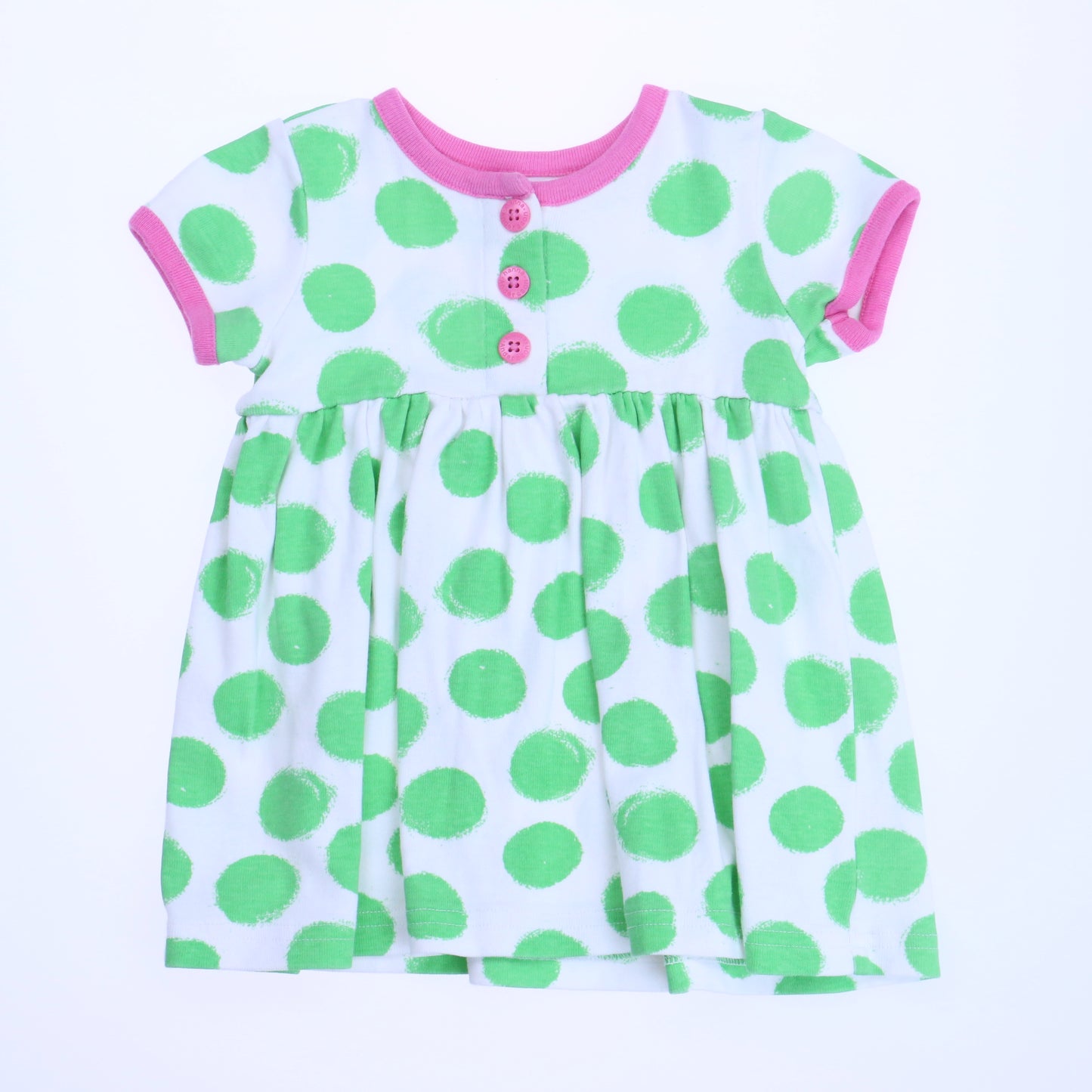 Hanna Andersson Girls White | Green Dress Size: 6-12 Months